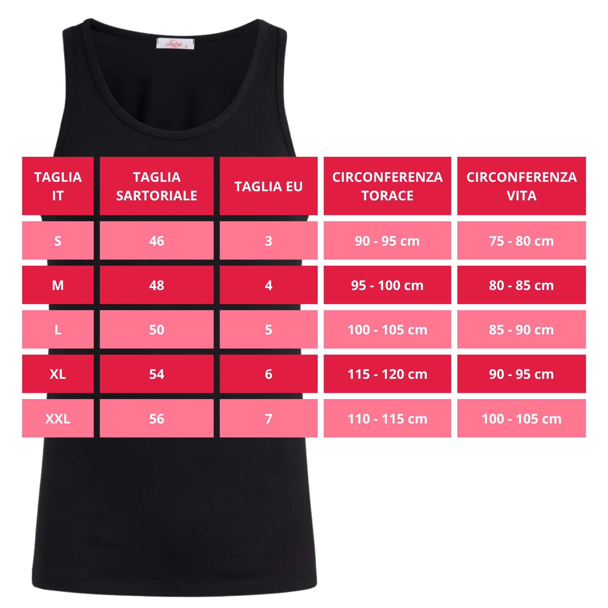 Liabel Canotta Intima Uomo in Cotone Bielastico, Maglia Intima Elasticizzata, Cotone Traspirante Certificato Oeko-Tex