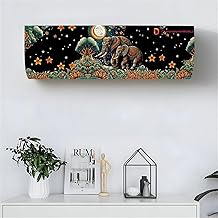 DARSHANAM WORLD Beatiful Designer Ac Cover For 1.5 Ton | Printed Air Conditioning Dust Cover Folding Design Cover For Indoor And All Type AC Split Cover (97 x 31 x 21.5cm) (BLACK)