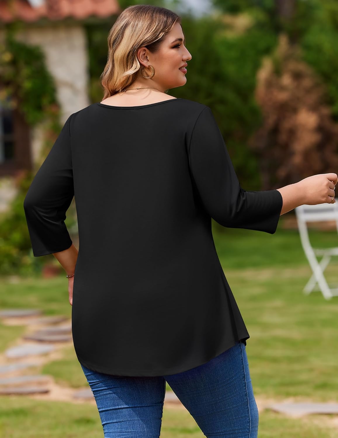 IN'VOLAND Plus Size Tops for Women 3/4 Sleeve Loose Shirts to Wear with Leggings Summer Fall 2025 Clothes - Image 4