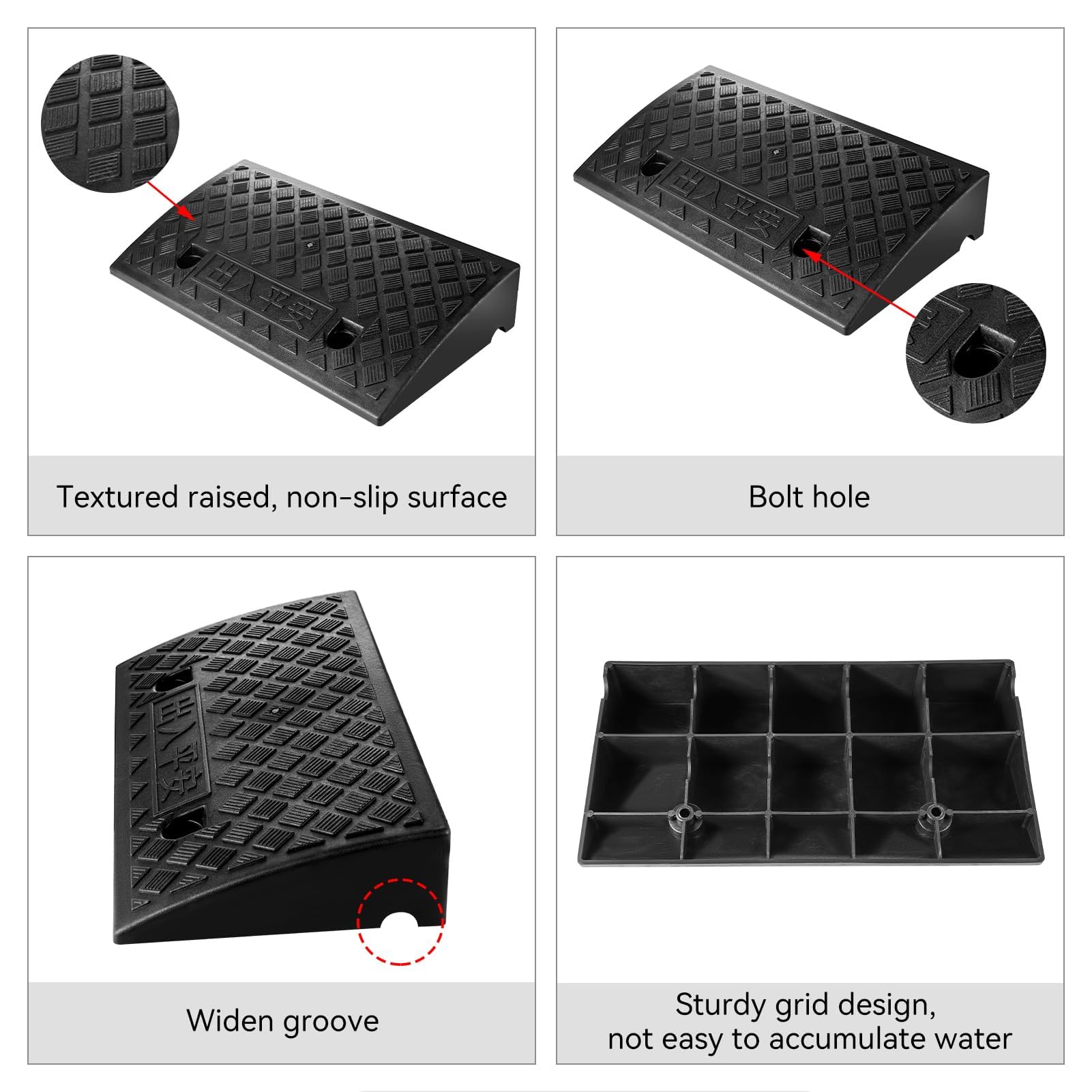 Anti-Slip Ramp Holdfiturn 4-Pack Kerb Ramps - 50x27x9cm Heavy Duty ...