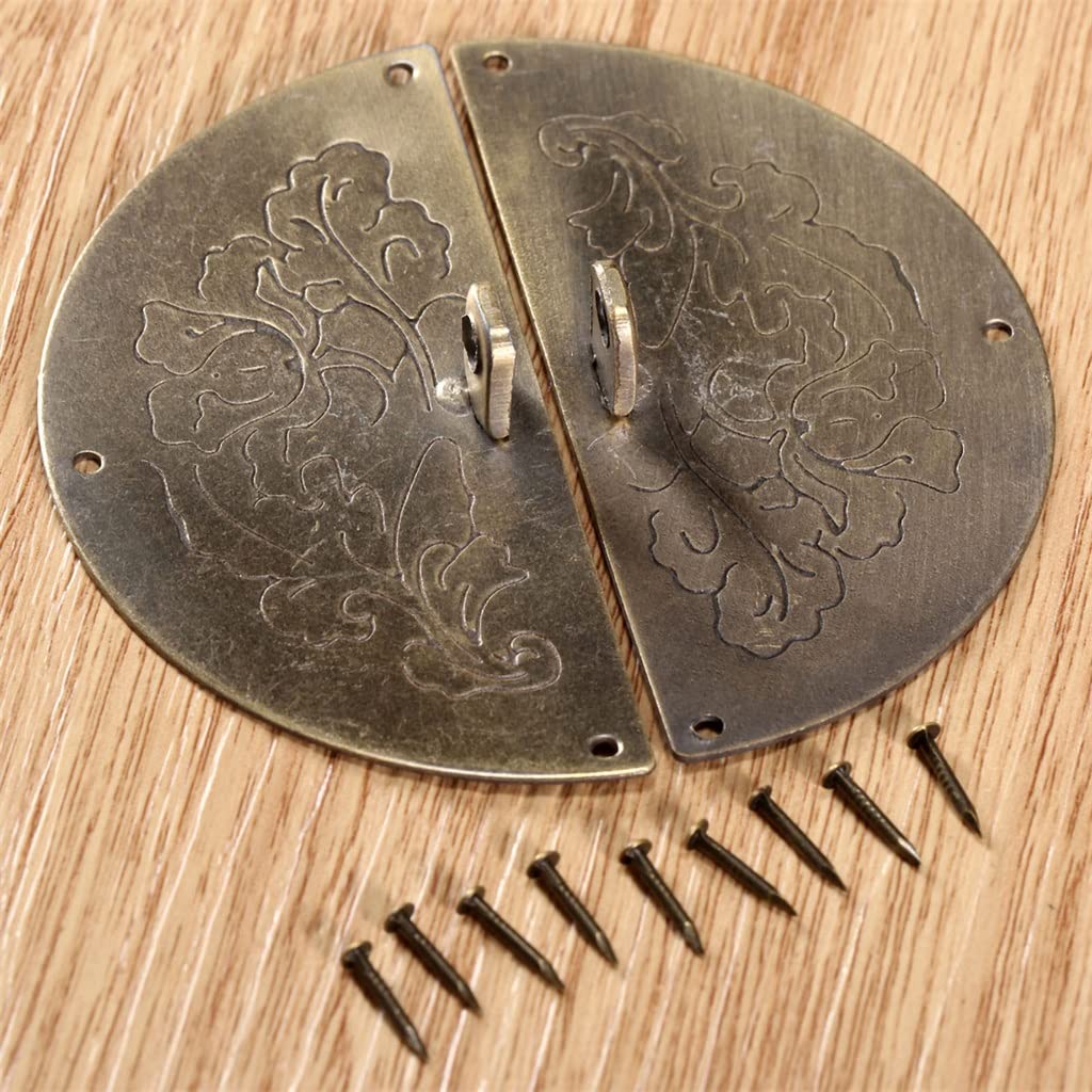Serrure de porte en bronze antique et plaque poignée rétro pour meuble ancien