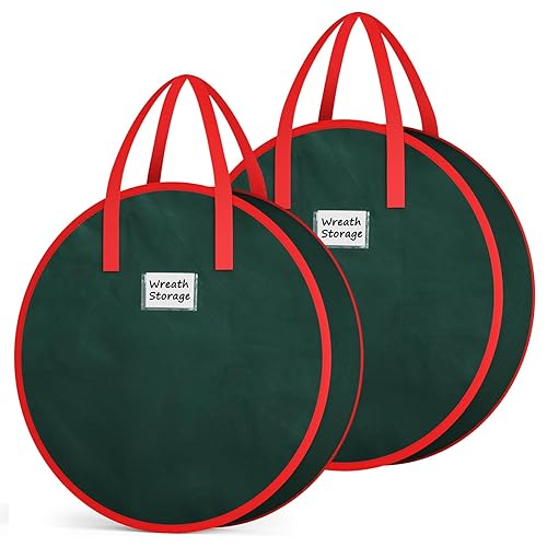Criusia Wreath Storage Container, 2 Pack Christmas Wreath Storage Bag