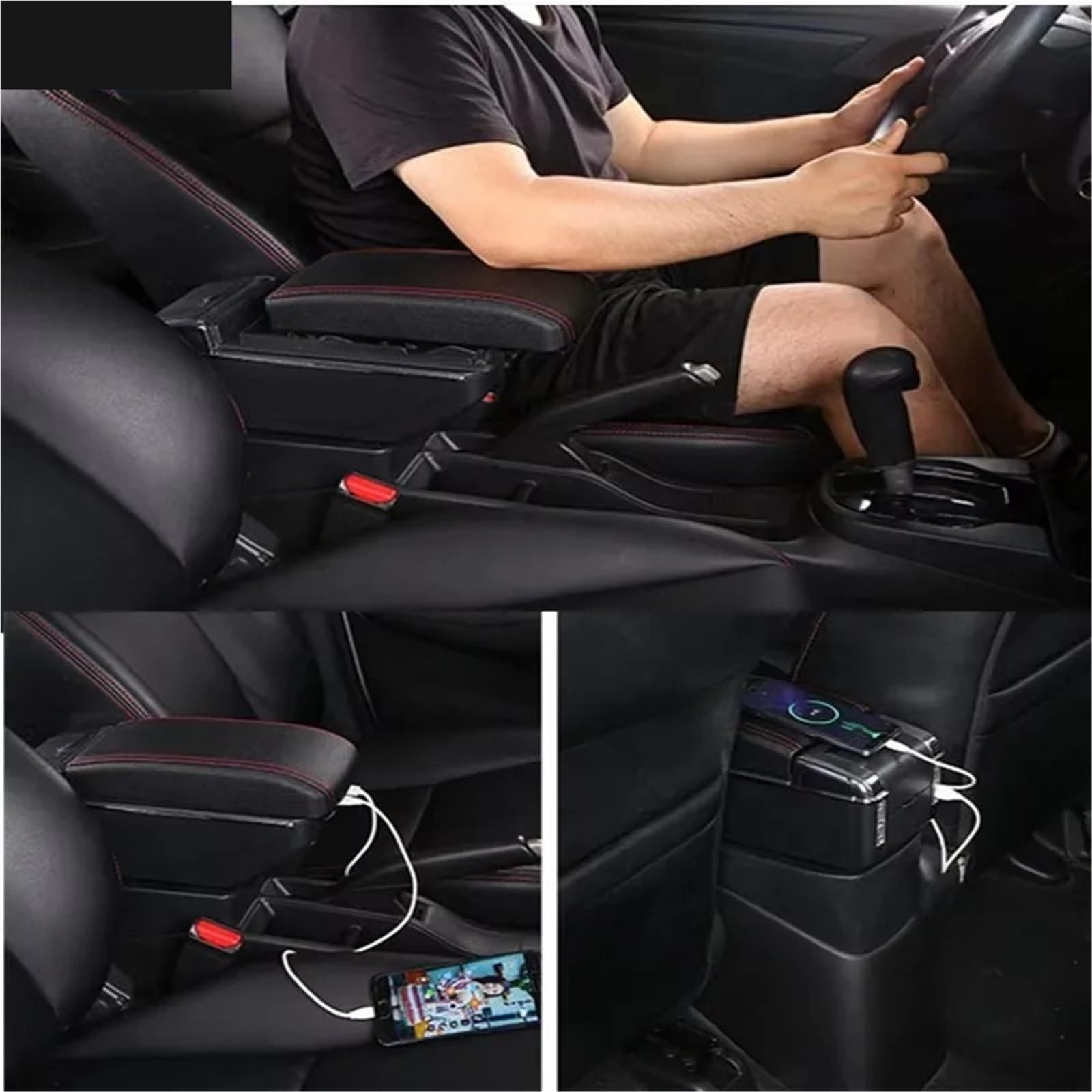 Ochrona Podłokietnika Pokrowiec Pasuje do podłokietnika Grand I10, pasuje do modyfikacji konsoli środkowej podłokietnika samochodowego Hyundai HB20 z USB