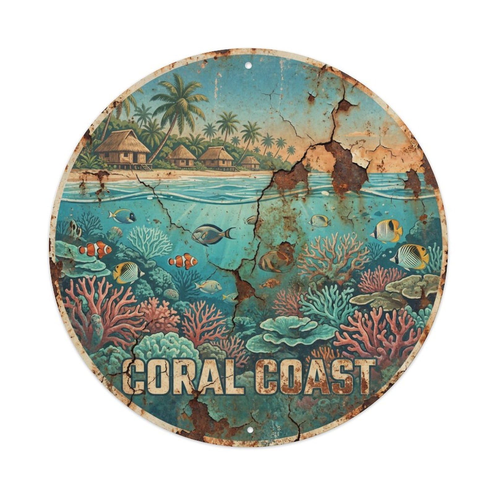 Fiji Vintage Travel Coral Coast Metal Tin Sign