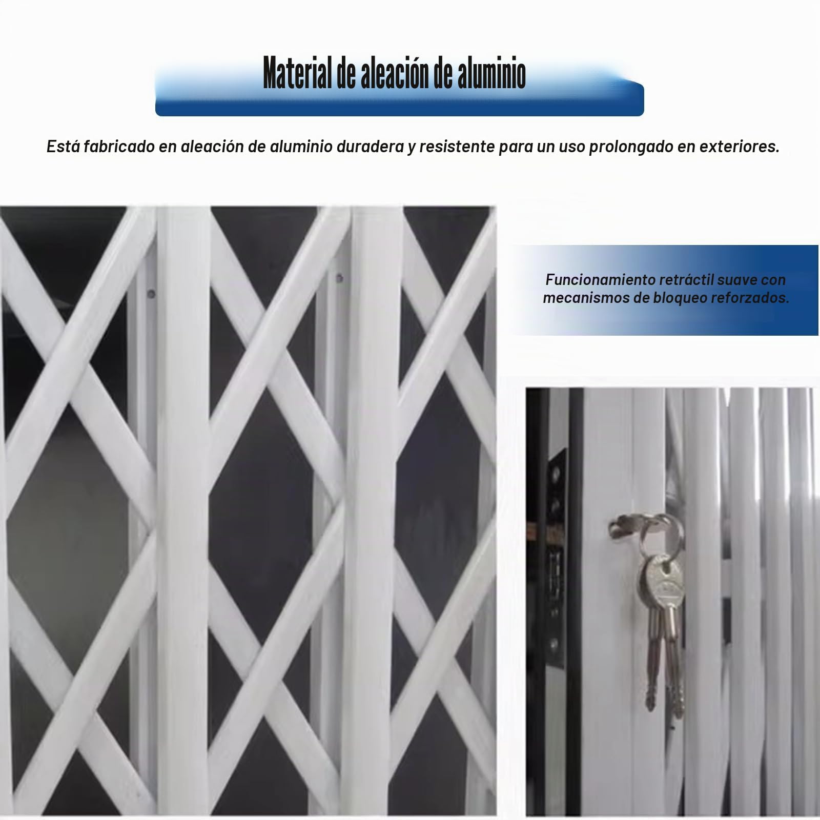 Rejas blancas antirrobo para ventanas, rejas retráctiles para exteriores que evitan robos, para puertas y ventanas correderas, protección para gatos y perros(W48xH55in/120x140cm)