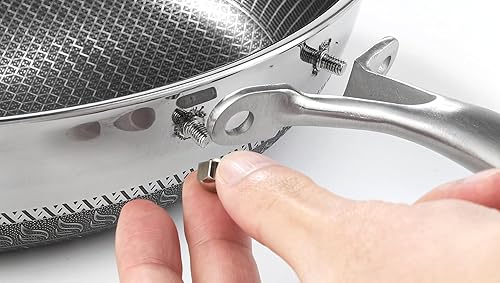 Miniatura 5 de Sartén antiadherente de acero inoxidable de 11 pulgadas con tapa, sartén profesional de panal, mango desmontable, para cocinar, uso en interiores y
