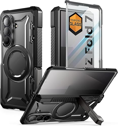 SUPCASE Funda para Samsung Galaxy Z Fold 7 con soporte (agarre UB), compatible con MagSafe Protector de pantalla de vidrio templado integrado