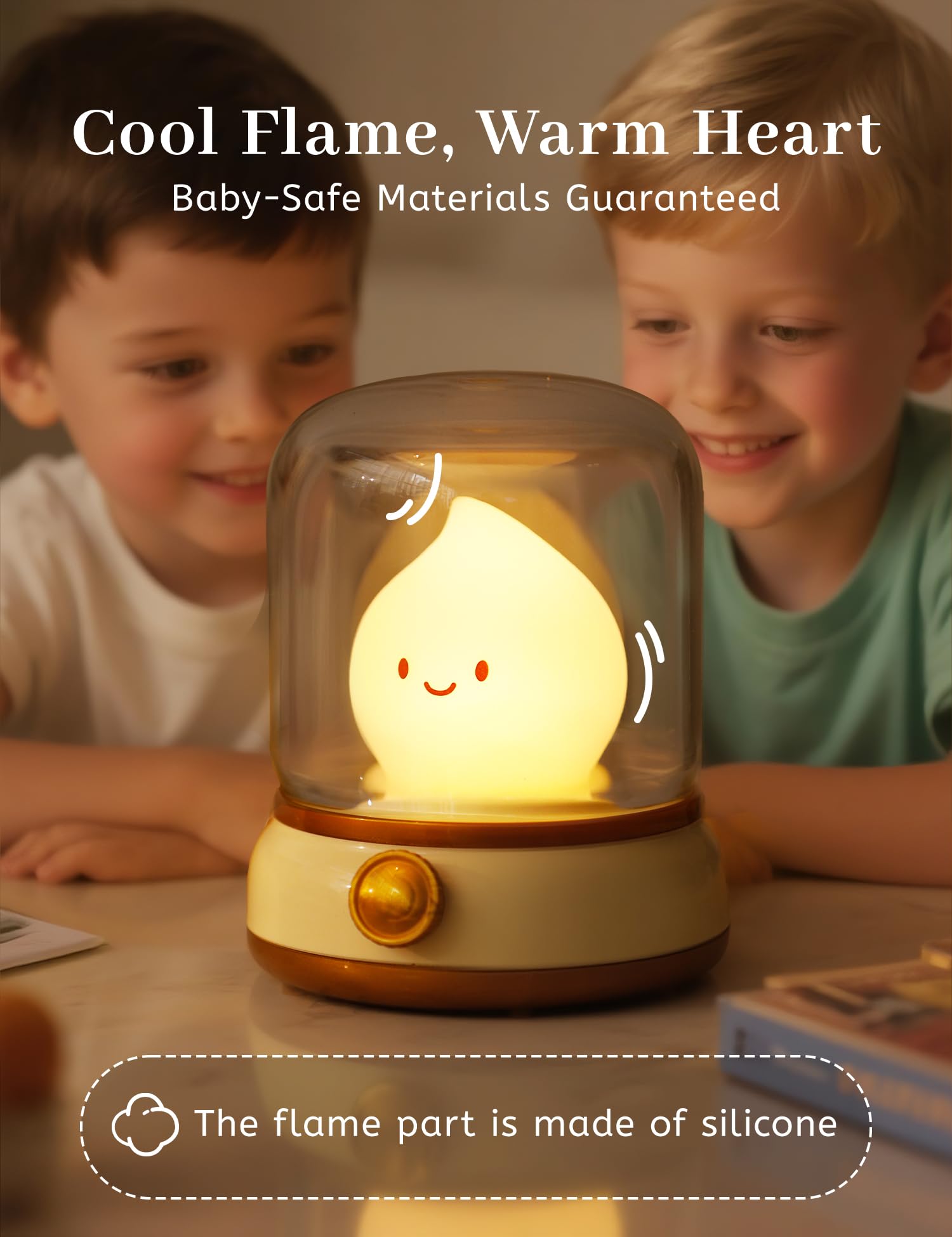 IHALO Carino Luce Notturna Bambini Lampada da Comodino, Dimmerabile Alla Paraffina Lampada Led Ricaricabile Luce Notturna, Timer Lampada Comodino, Luminosità Regolabile Neonato Cameretta, Campeggio