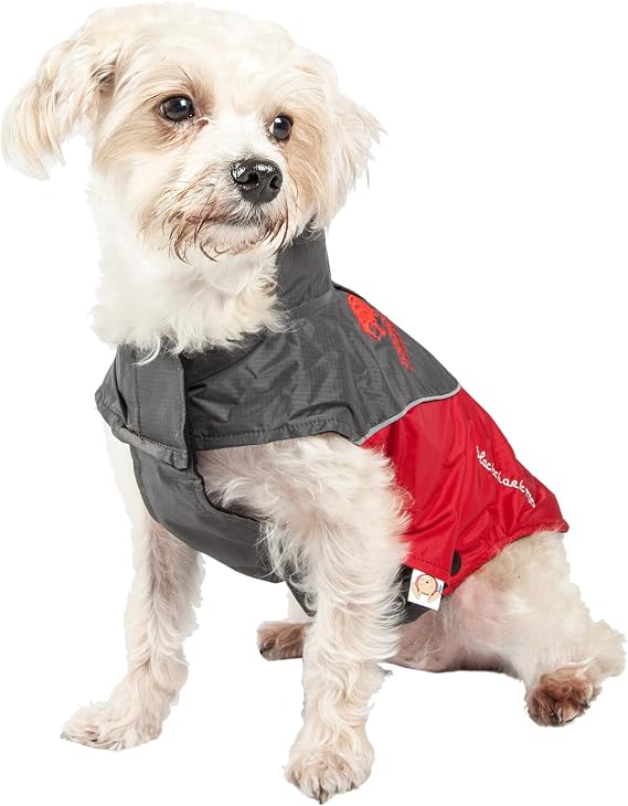 TOUCHDOG 'Subzero-Storm' Waterproof 3M Reflective Pet Dog Coat Jacket with Heavy-Duty Velcro w/ Blackshark Technology, X-Small, Red, Black