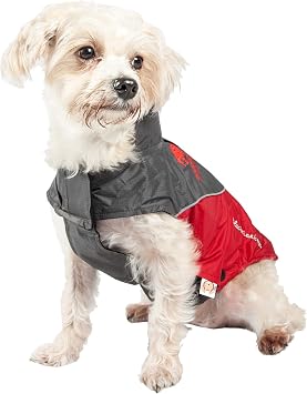 TOUCHDOG 'Subzero-Storm' Waterproof 3M Reflective Pet Dog Coat Jacket with Heavy-Duty Velcro w/ Blackshark Technology, X-Small, Red, Black