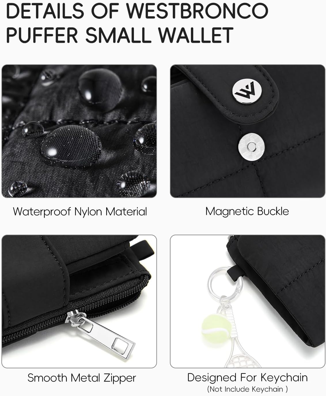 WESTBRONCO Puffer Small Wallet for Women RFID Blocking Card Holder Wallets, Womens Bifold Wallet with Zipper Coin Pocket & ID Window - Image 3