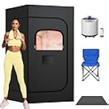 Portable Steam Sauna for Home - 1200W 3L Fast Heating Sauna Box with Remote Control, 15-Level Foldable Design, Includes Folding Chair (Black)