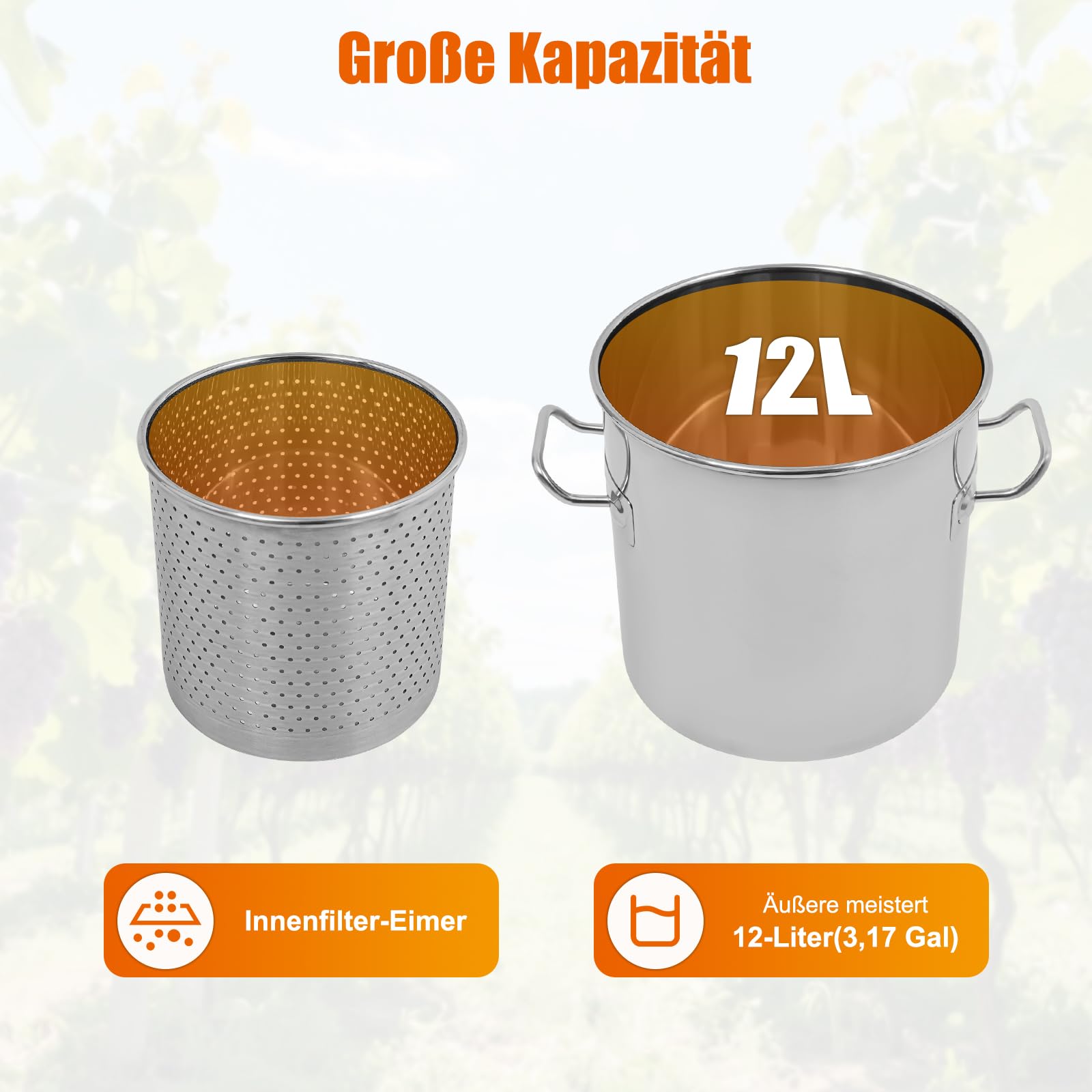 Prensa de vino de frutas 3T 304 de acero inoxidable, prensa hidráulica de vino de 12 l, de acero inoxidable, con cubo de filtro interior, bandeja sanitaria, 1 gato hidráulico y 1 soporte