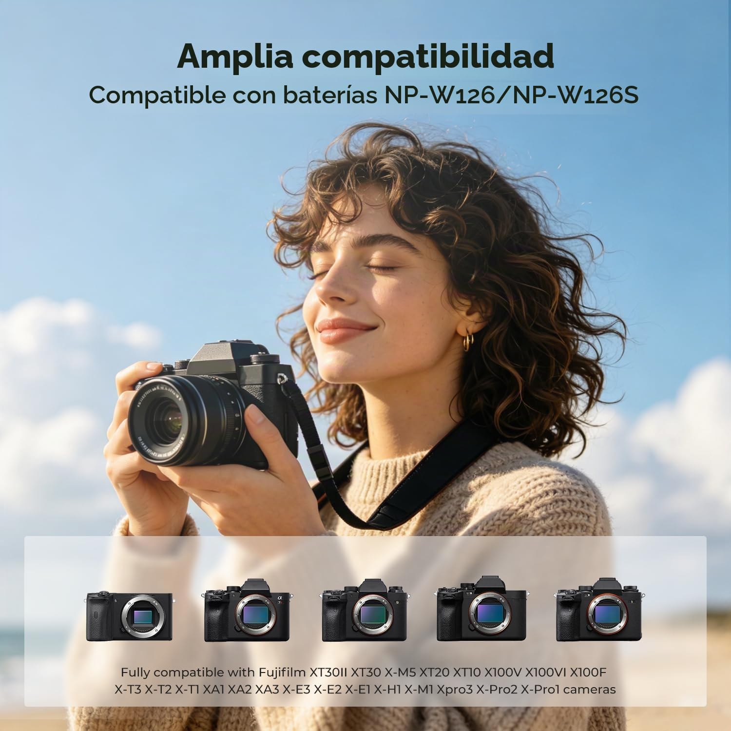 K&F CONCEPT NP-W126 NP-W126S Batería de cámara (paquete de 3) con cargador PD de 20W Compatible con Fujifilm XT30 III/XM5/X100VI/X100V/XS10/XT30/XT30 II/XT20/XE4/A5