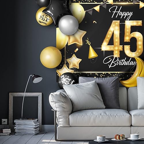 Miniatura 25 de Juego de globos dorados de feliz cumpleaños número 31 – Saludos a los 31 años de edad, guirnalda temática de fiesta con estrellas y luna, decoración