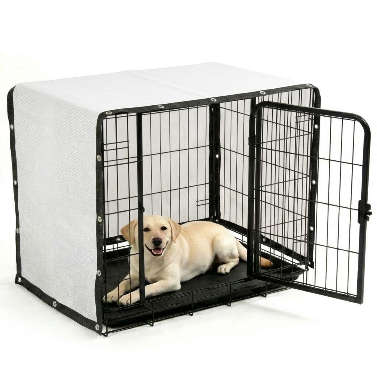 ShadeMart Dog Crate Shade Cover 2' x 5' White Breathable Mesh for Playpen