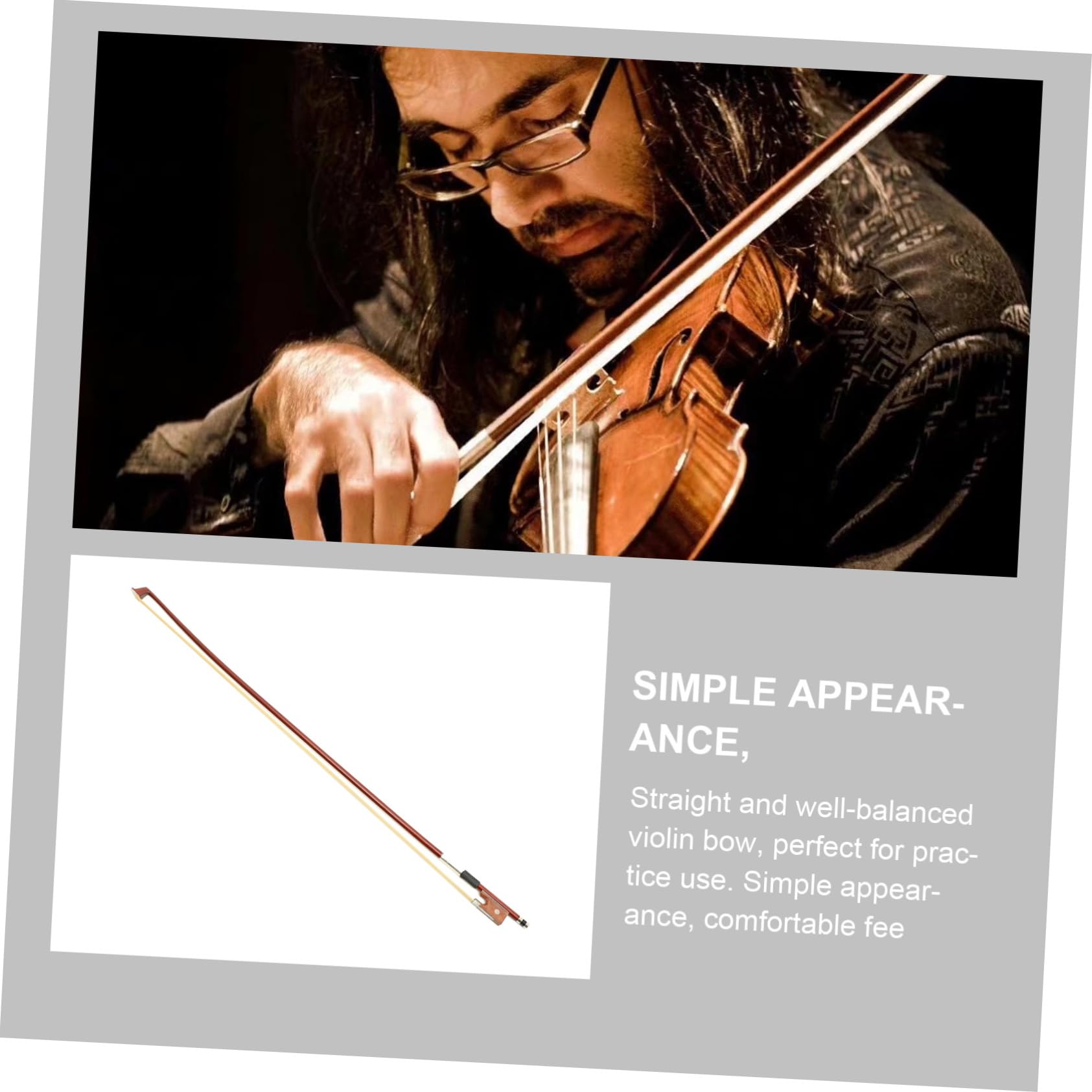 Archet de Violon en Bois Crin de Cheval Bien Équilibré, Transmet les Vibrations des Cordes, pour Étudiants et Joueurs Professionnels