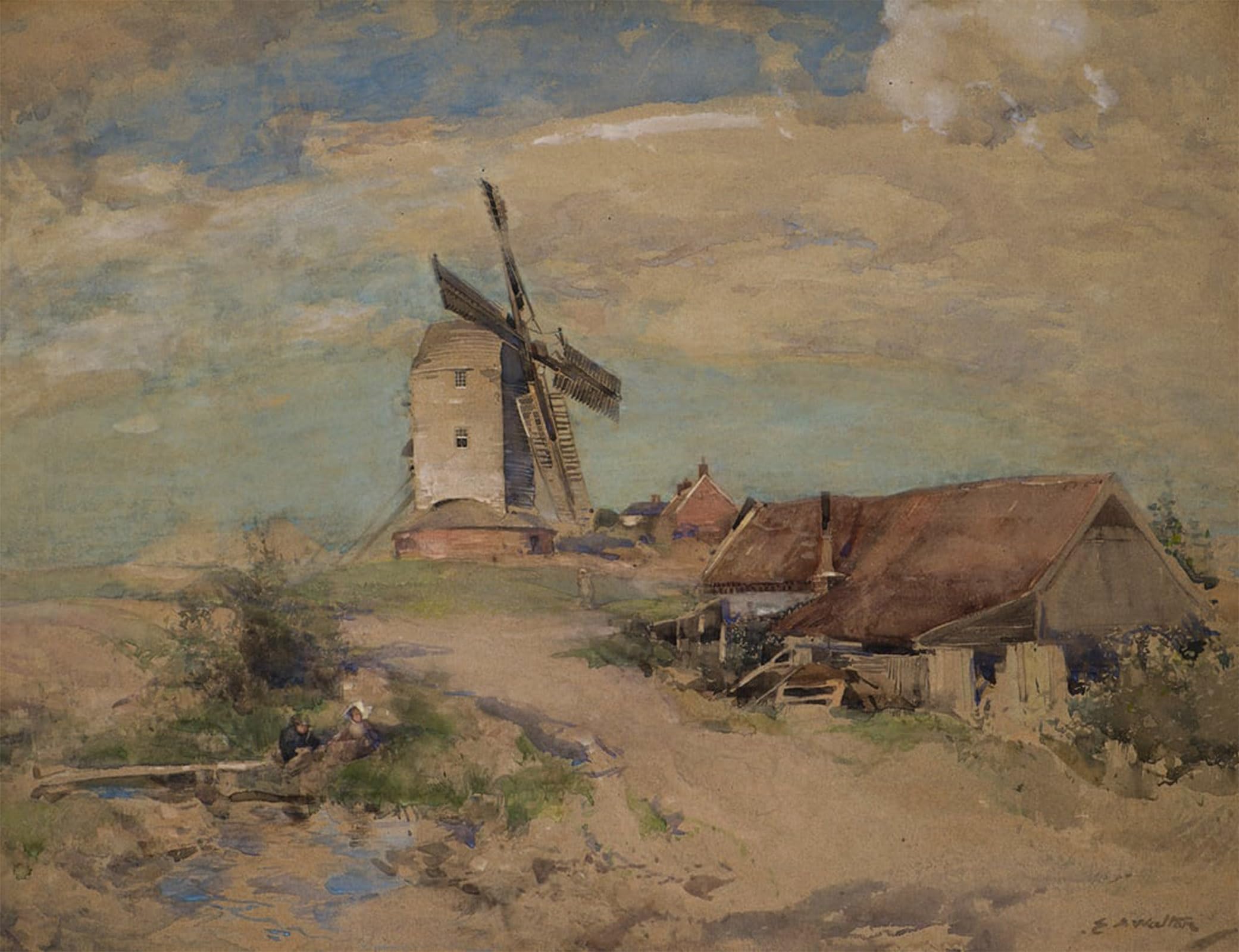 Toile le moulin à vent d'Edward Arthur Walton affiche impression salon 60x90cm