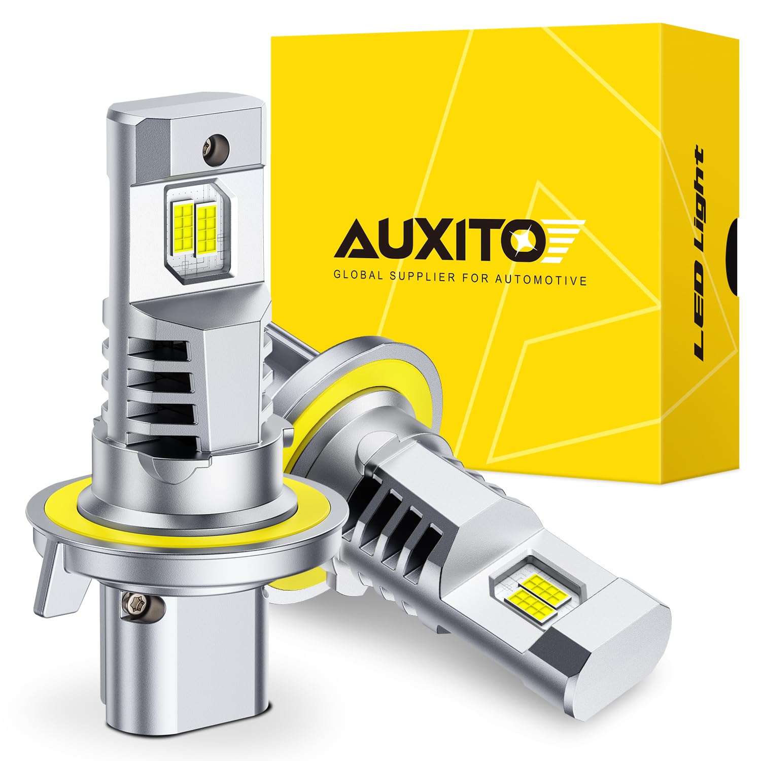 AUXITO Upgraded H13/9008 LED Bulbs, 80,000LM 1500% Super Bright, 6500K Cool White with Cooling Fan, 70,000+Hrs Long Lifespan, 1:1 Halogen Size, 3 Min Quick Install, IP68, Pack of 2