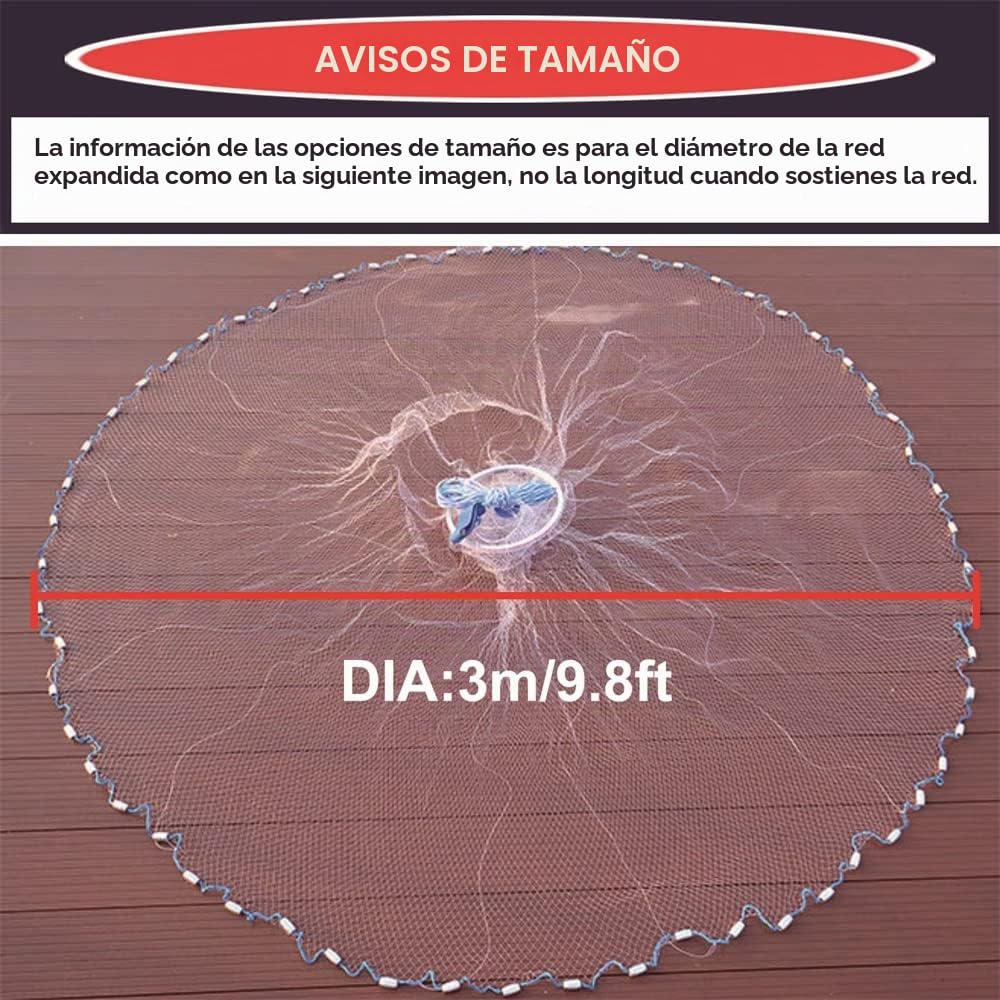 Esparavel con Marco de Aluminio, Malla de 2,03 cm, 2,37-4,20 m de diámetro