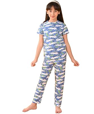 ANTHRILO Summer Pyjama Set for Girls | Pure Cotton| Casual Wear |Blue Rabbit Short Sleeve Pyjama Set - Blue 0-6 Months