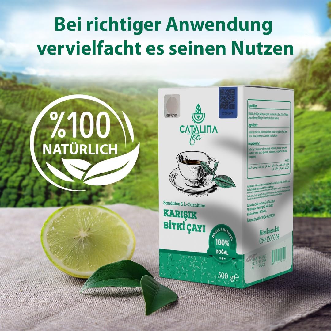 Catalina Gemischter Kräutertee mit Sandelholz – Natürlicher Kräutertee als Morgengetränk zur Unterstützung von Stoffwechsel & Wohlbefinden – 300g