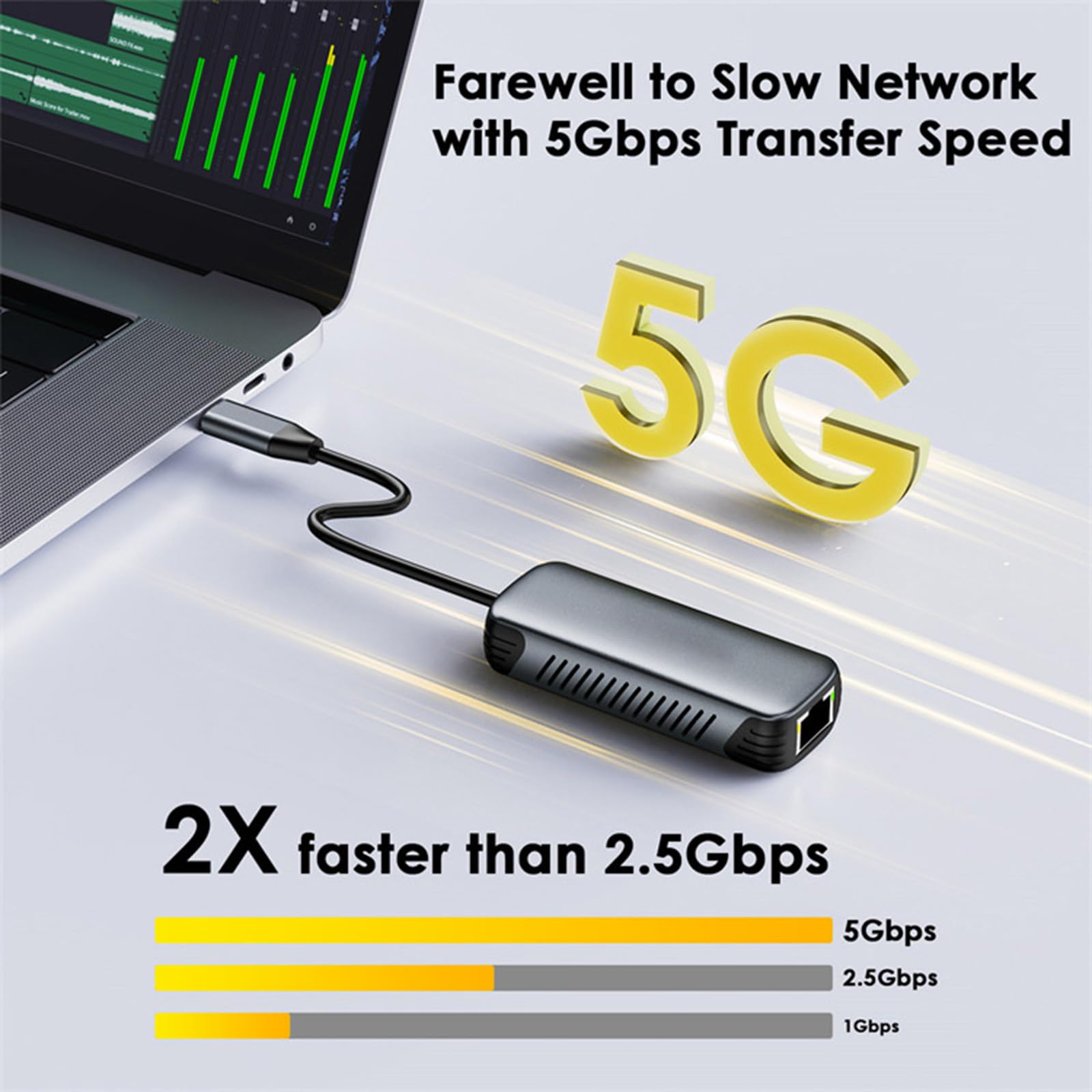 Adattatore Ethernet da 5 Gbps Rete Gigabit Convertitore Internet da RJ45 a Tipo C per laptop Desktop Tipo C Gigabit