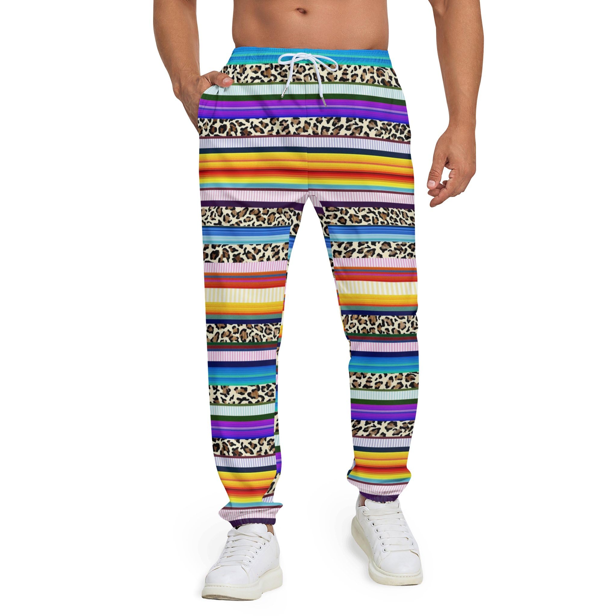 AYUNIX Men's Sweatpants Mexican Stripes Leopard Print Joggers Pants for Men Cargo Joggers for Athletic Workout Hiking