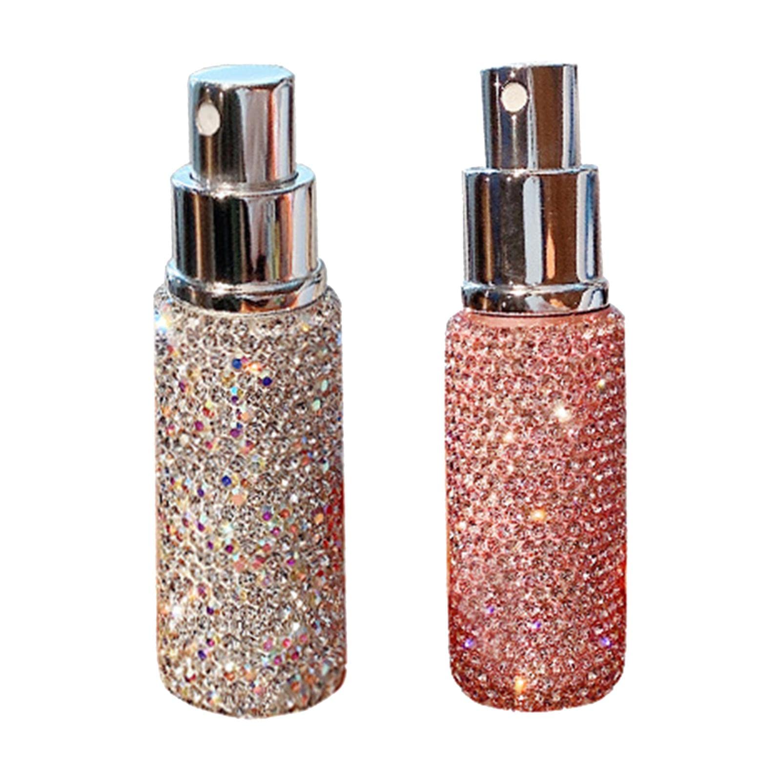 Parfümzerstäuber 10ml Glasflasche Nachfüllbar Diamant Reise Spray Flakon für Bad Auto Wohnzimmer Kosmetiktasche Geschenk, Weiß+Rosa