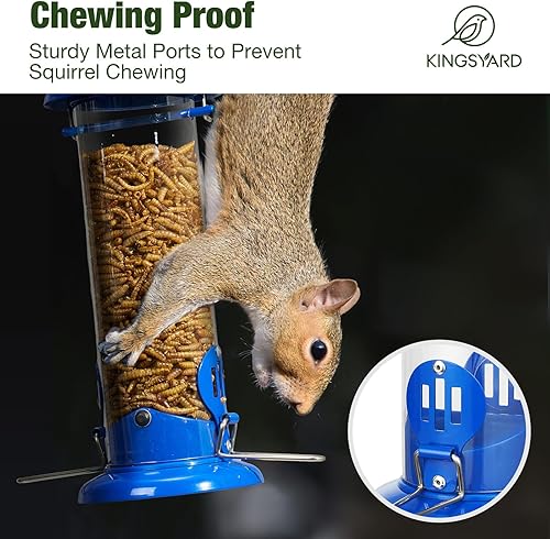 Miniatura 4 de Kingsyard Bluebird - Comedero para colgar al aire libre, a prueba de masticaciones, tubo para gusanos de harina, comedero para pájaros silvestres,