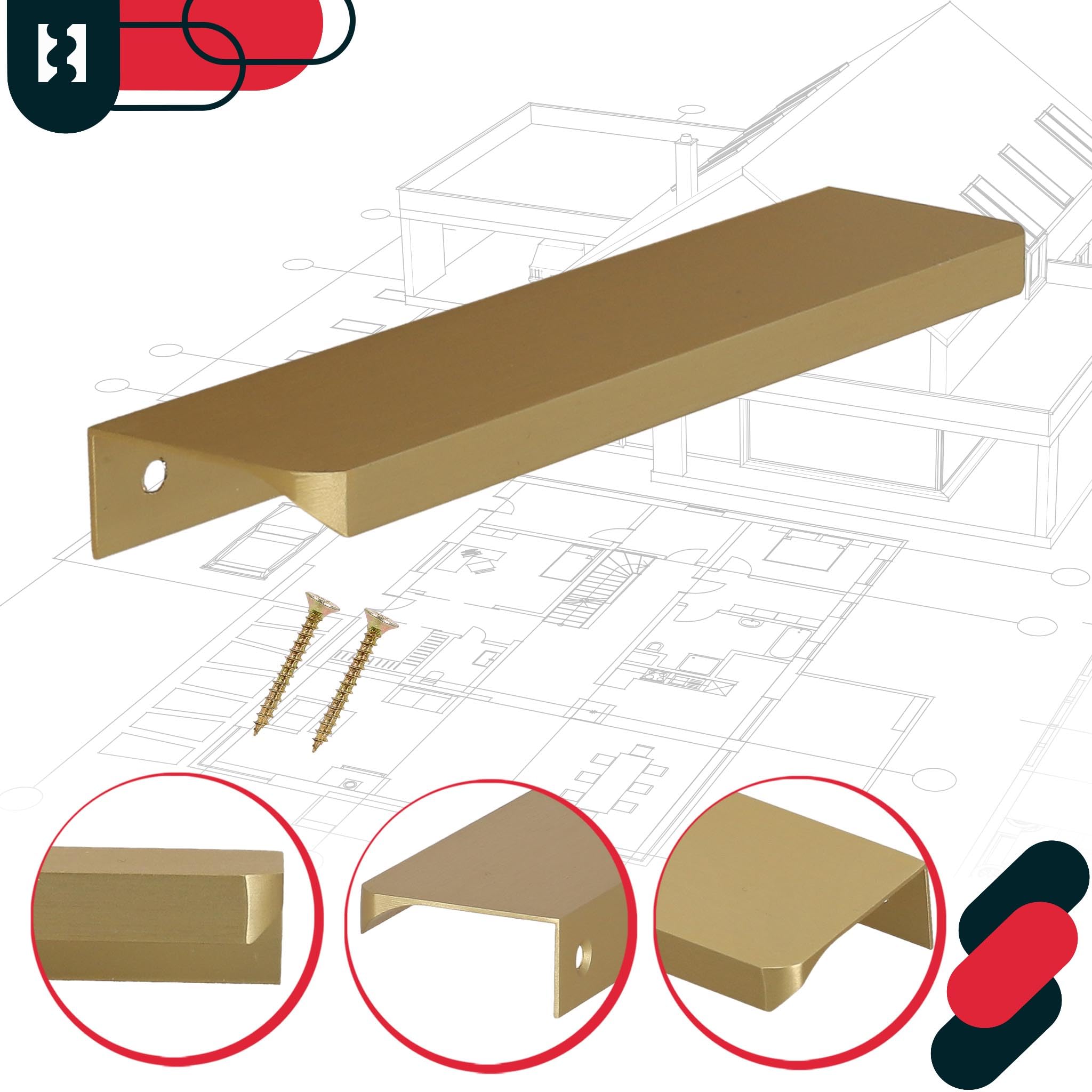 KOTARBAU® Tirador para muebles (148 mm), color dorado mate