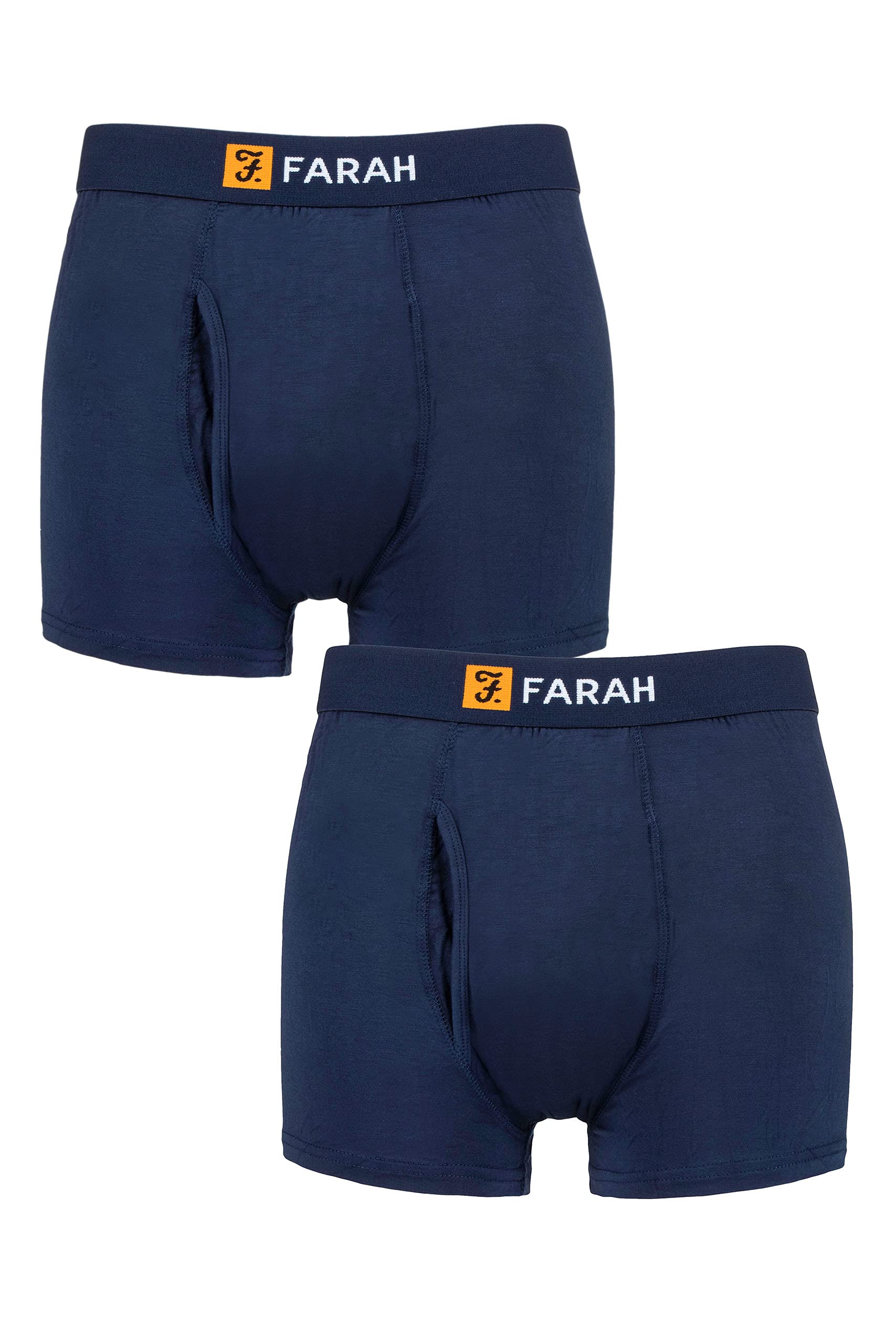 Farah Mens Classic Striped and Plain Bamboo Keyhole Trunks Pack of 2 Stripe Navy XXL