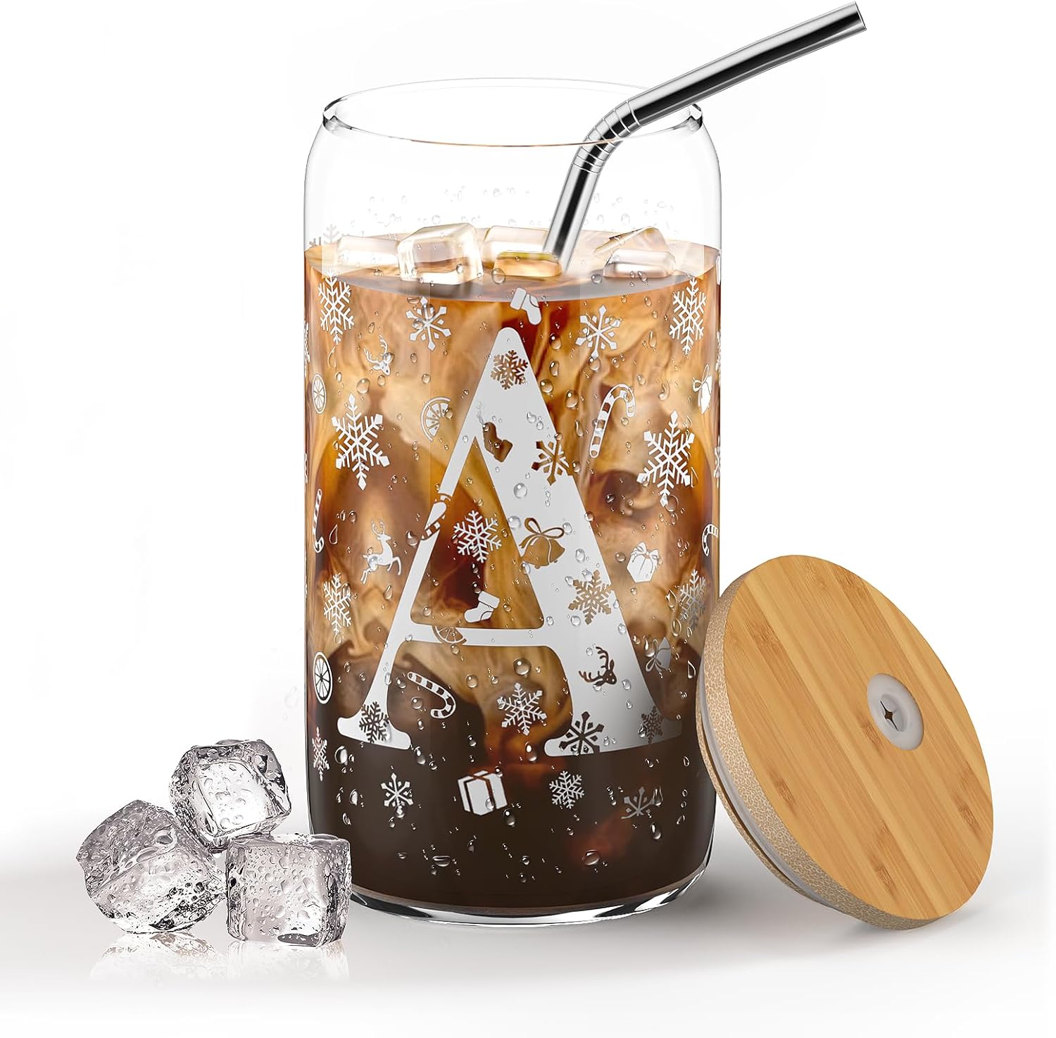 Initial Glass Cup, Personalized Gifts for Women, Christmas