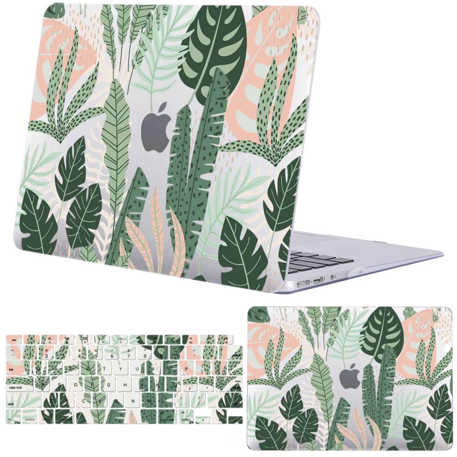 Custodia con MacBook Pro 13 Pollici 2020 2019 2018 2017 2016 Modello A2338 A2289 A2251 A2159 A1989 A1708 A1706, Plastica Portatile Rigida Caso & Tastiera Cover, 1687 Foglia verde tropicale