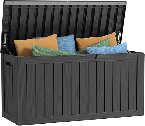80 Gallon Large Deck Box, Outdoor Storage Box for Patio Furniture, Patio Cushions, Gardening Tools, Pool Supplies 480lbs Weight Capacity,Waterproof