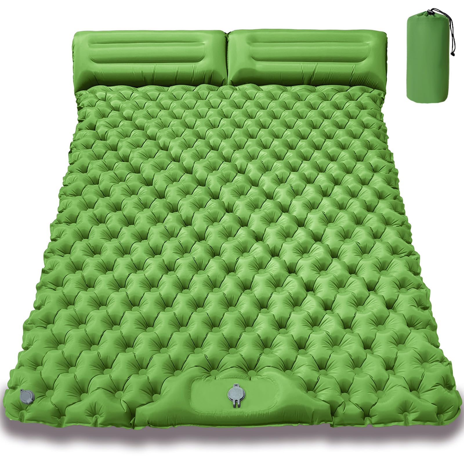 FREEUP Double Self Inflating Camping Mat, Ultralight Double Sleeping Mat, Leak-Proof, Waterproof Sleeping Pad with Foot Pump, Portable Camping Air Mattress for Backpacking, Hiking, Tent, Green