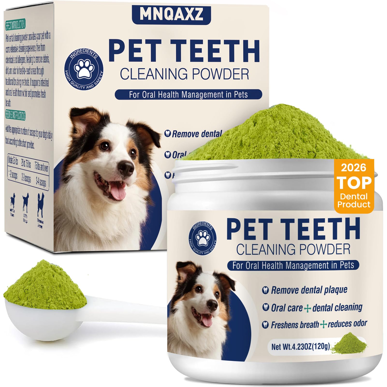 Dental Powder for Dogs Teeth Fresh Breath and Teeth Cleaning Contains Natural Ingredients and Probiotics Dental Powder Dog Tartar and Plaque Removes Tooth Cleaner for Dogs 120g (60-Day Supply)