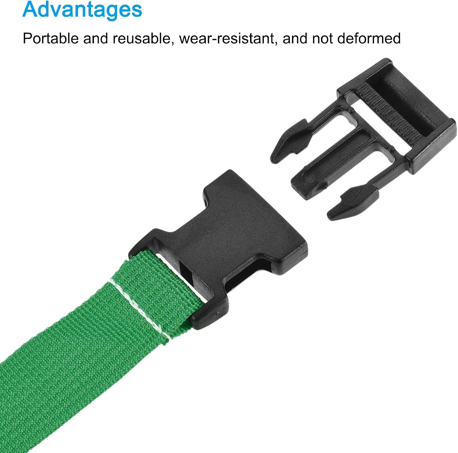 MECCANIXITY Utility Strap with Buckle 1x98 Inch Polyester Quick Release Adjustable Belt for Travel Outdoor Bag Luggage Packing (Green, Pack of 2)