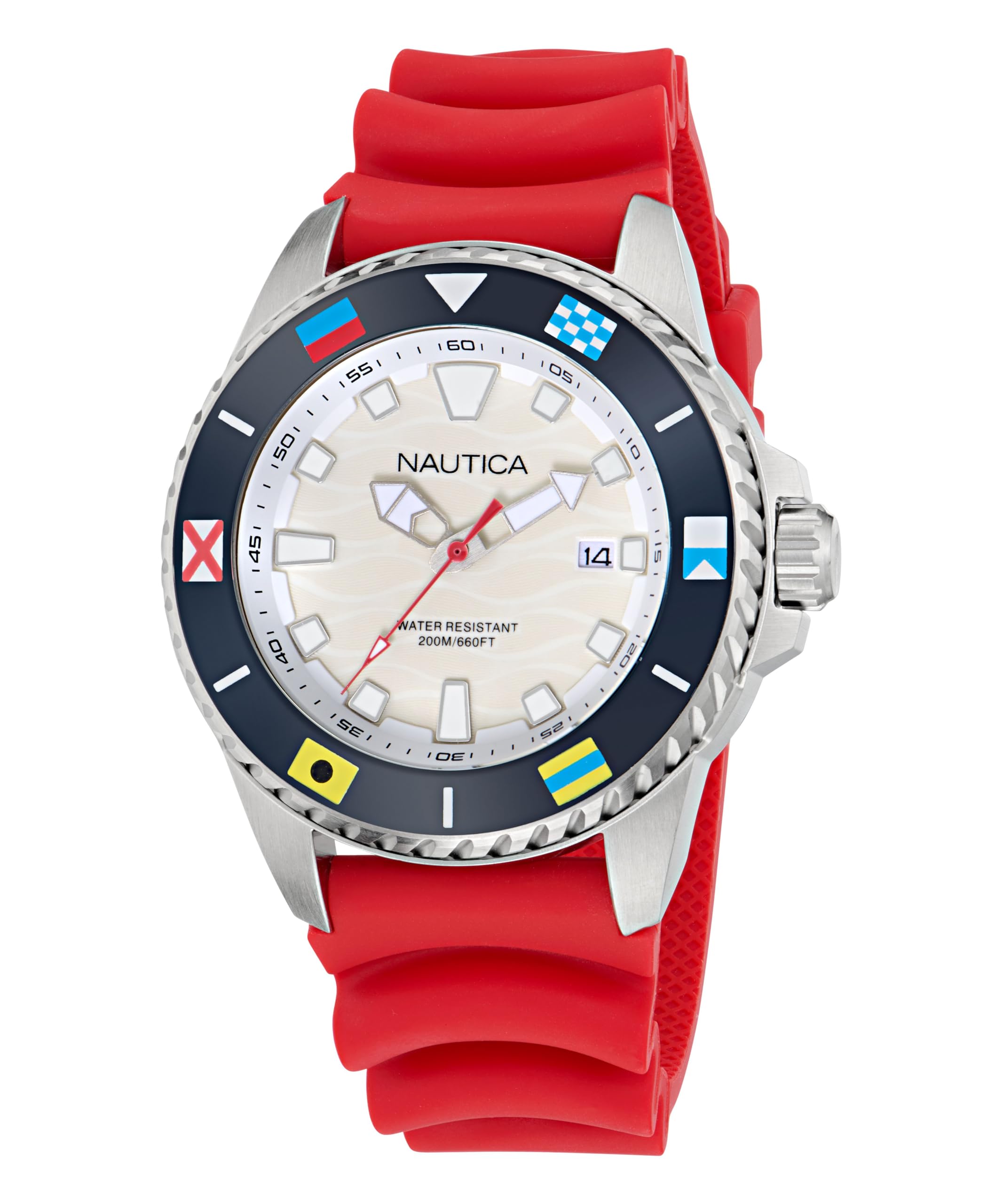 Nautica NCT SEA Dive Men's Red Silicone Strap Watch (Model: NAPSDS601)