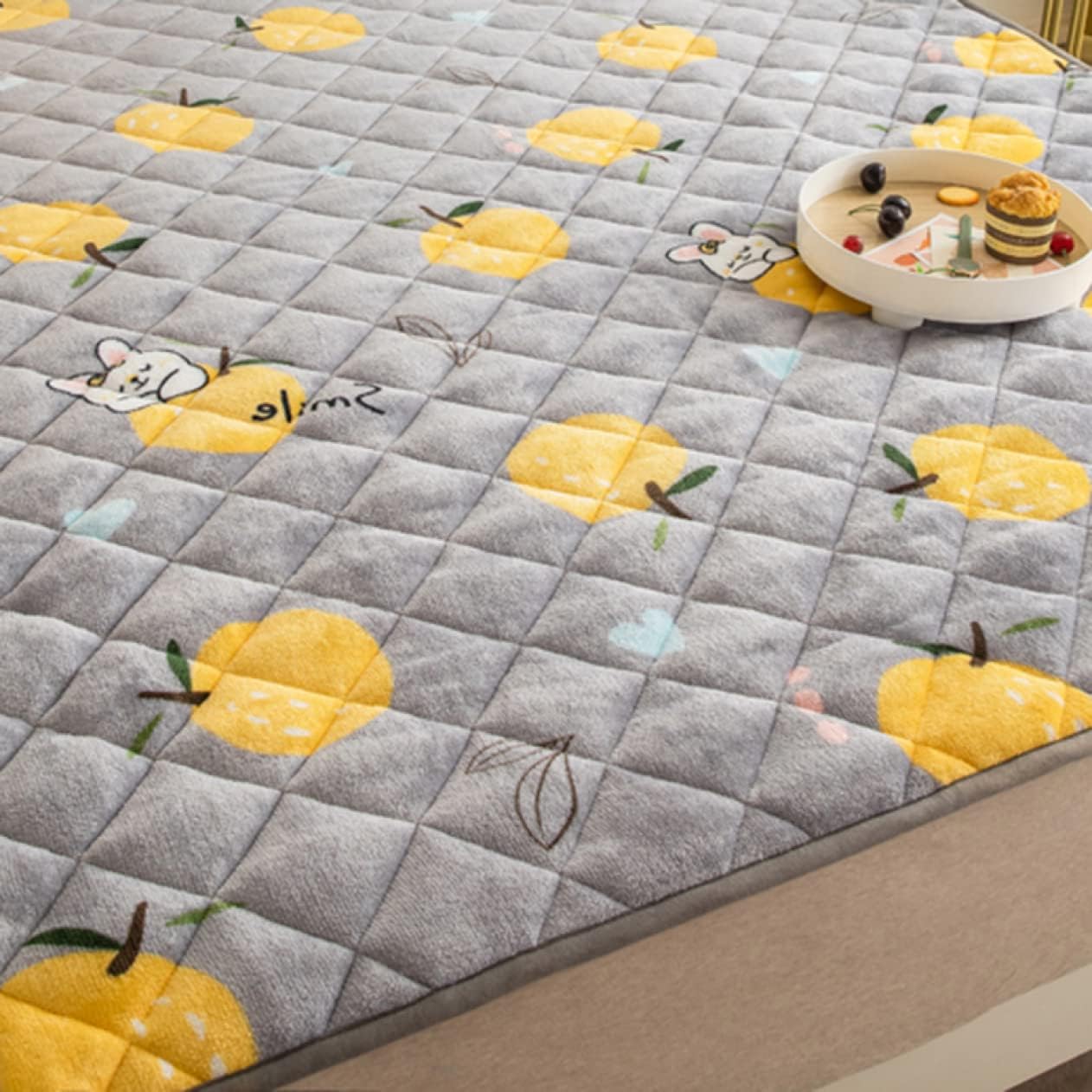 Bed Pad 200 x 220 cm Flannel Washable Elastic Band Smooth Feel (Grey 150 x 200 cm)
