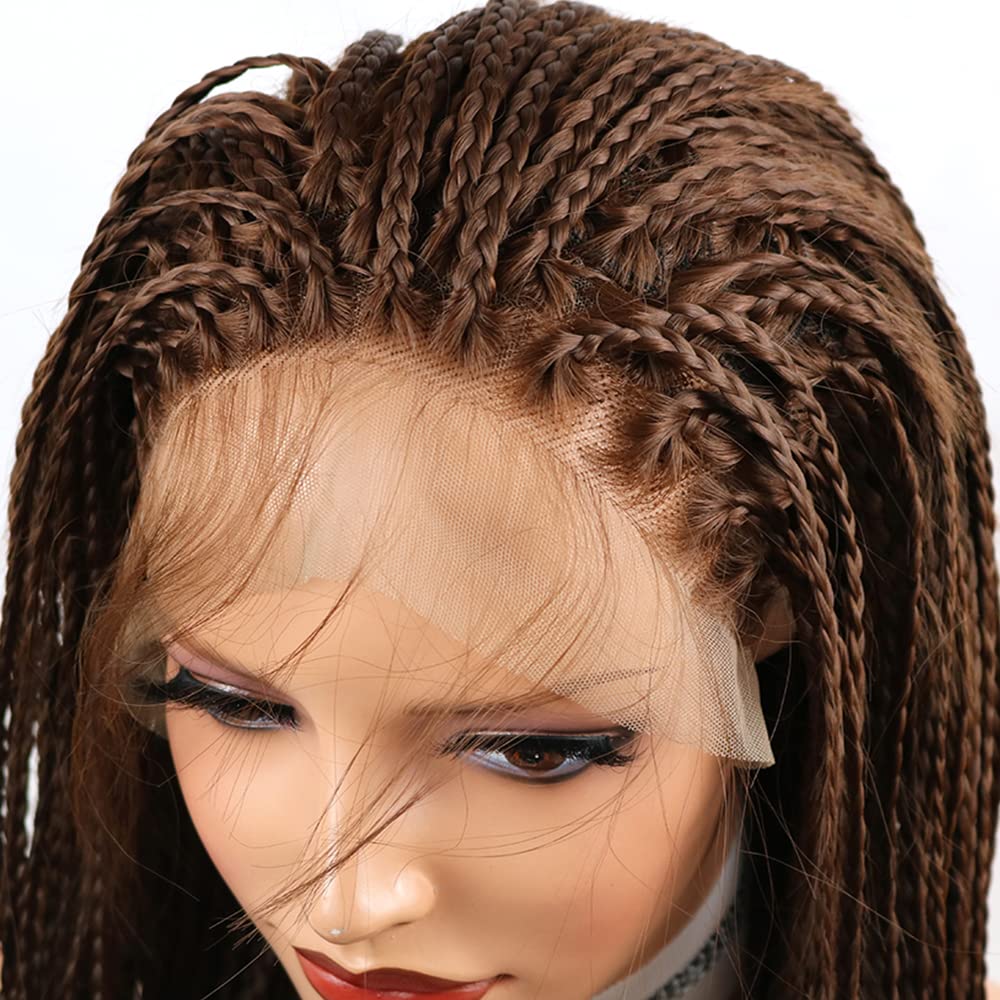 ?Kalya 26” #4 Dark Brown Braided LaceFront WIG Amazon.com : Chocolate Brown Lace Front Wig, 13x4 Synthetic  main image 4