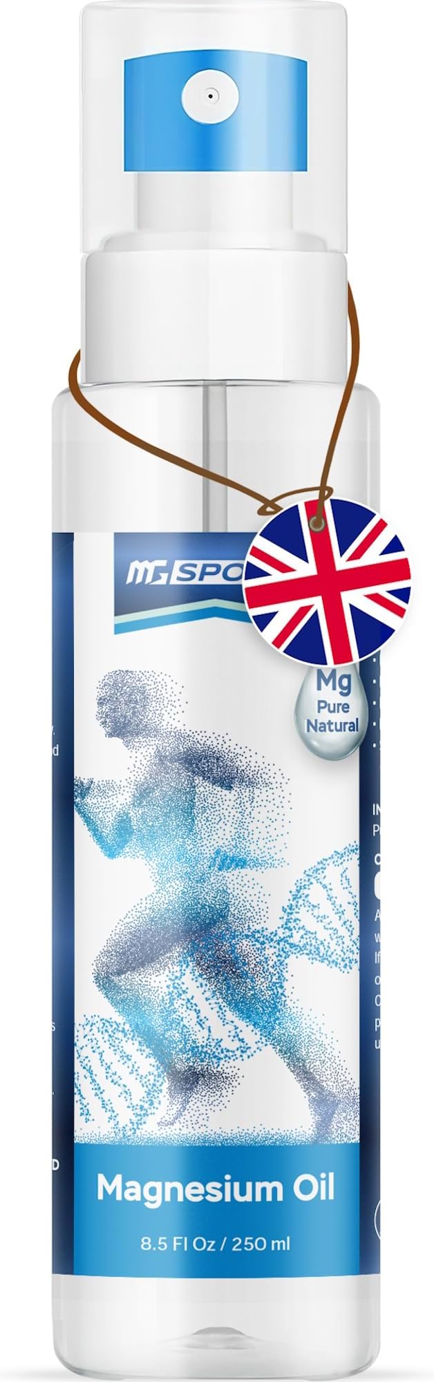 High Absorption Pure Magnesium Oil Spray – 265 ml – 100% Pure Magnesium Chloride from The Dead Sea, Without Preservatives – Supports Sleep, Muscle Recovery and Leg Cramps
