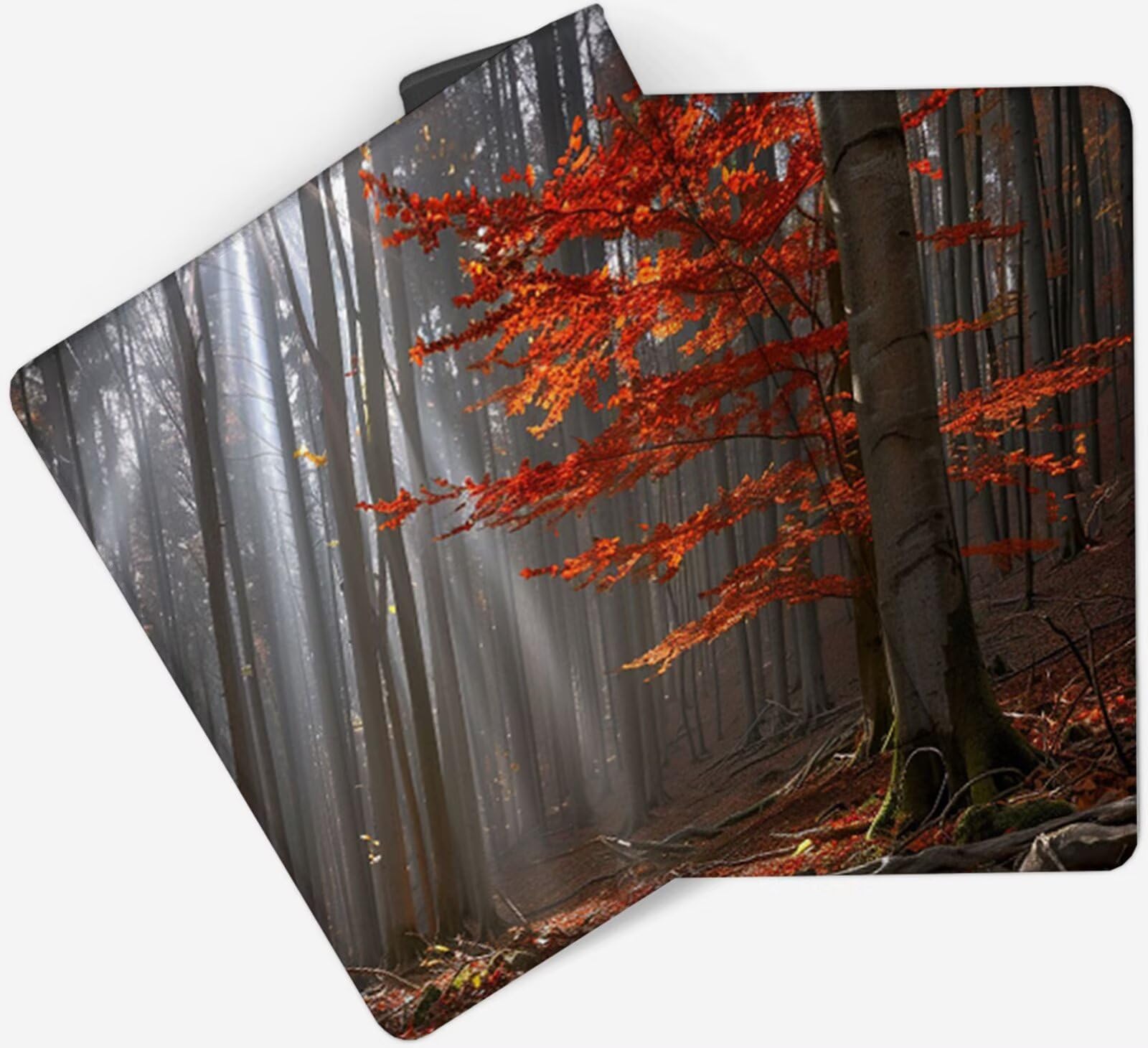 Leśna podkładka pod mysz XXL 1000x400, podkładka pod mysz pod biurko wodoodporna podkładka pod mysz z drzewem, mysz z antypoślizgową podstawą, pod ręką szyte krawędzie, akcesoria do gier, prezent