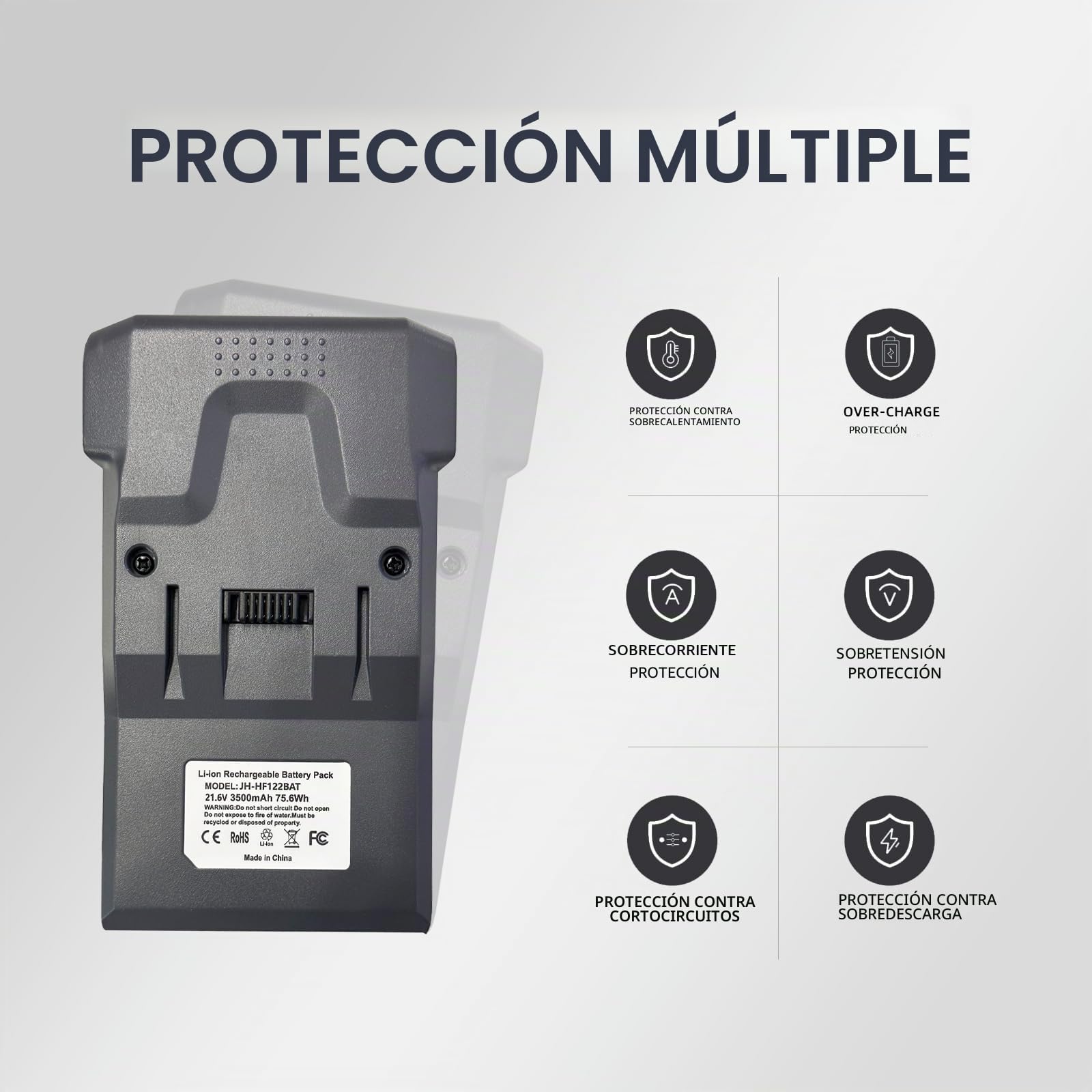 Remate 3500 mAh 21,6 V Batería de repuesto Modelo 35602208 para Freedom serie B012 para aspiradora H-Free 100, negro