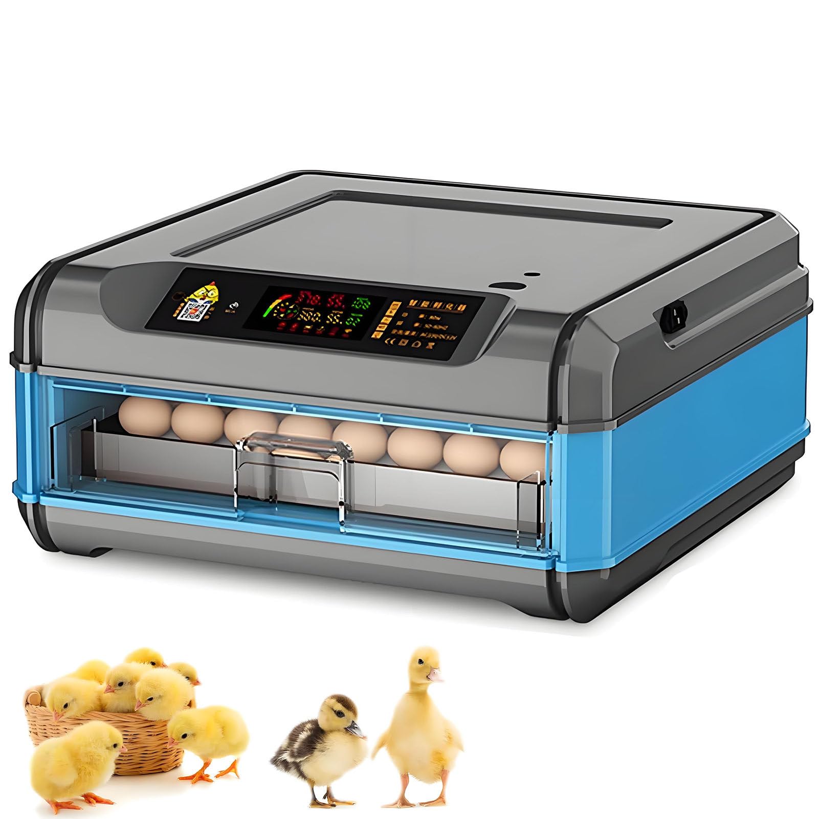 SHENGSHIYU Egg Incubator,Poultry Hatcher Machine with Automatic Egg Turning,Temperature & Humidity Control and LED Screen,General Purpose Incubator for Chickens Ducks Birds 1Layer