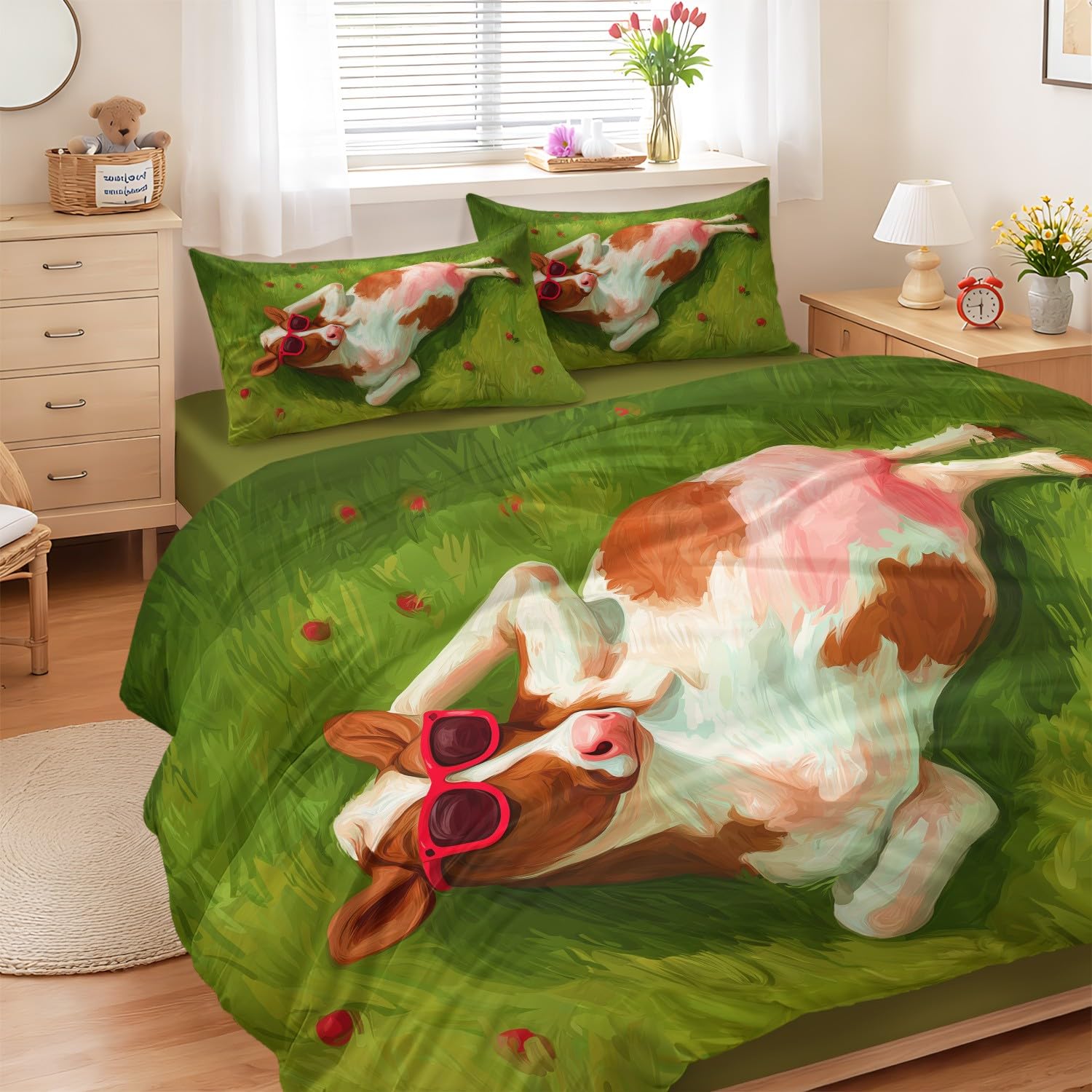 Housse de couette 240x260 dessin animé animaux pour chambre d'enfant ludique