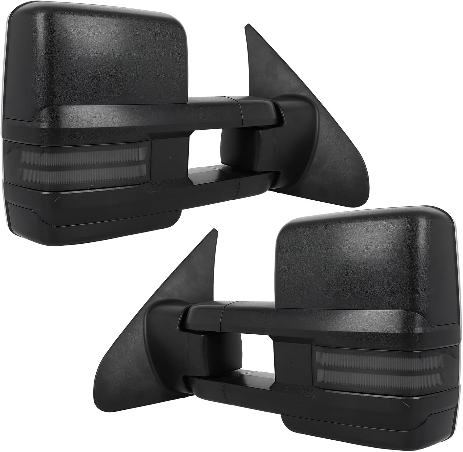 Driver and Passenger Side Tow Mirrors Fit For 2007-2017 for Toyata Tundra Power Adjusted, Heated, Turn Signal Light, Running Light, Manual Folding and Telescoping With Black Housing