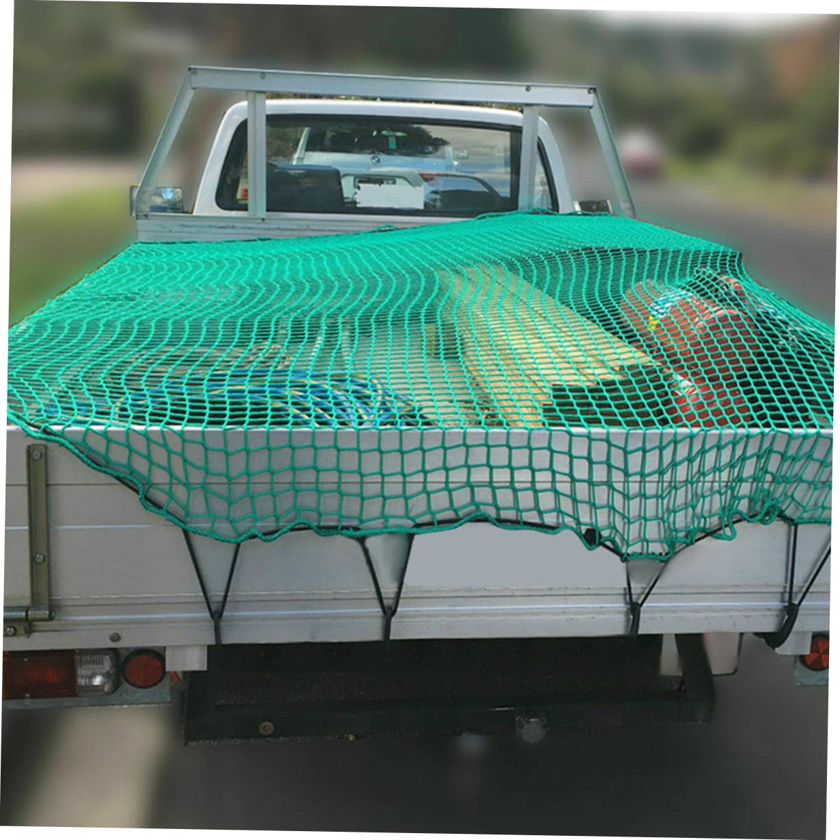 ULTECHNOVO Rete di Carico Resistente per Pickup e Rimorchio con Moschettoni Rete Elastico Protettiva per Bagagli e Attrezzature Sicurezza e Fissaggio per Trasporto Outdoor