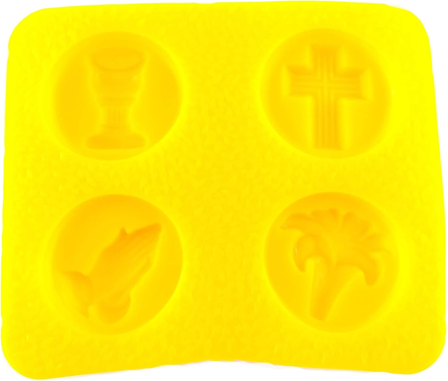 柔軟な型 &ndash; 宗教的 &ndash; 祈りの手、イースターリリー、聖十字架、堅信カップ(4個空洞) &ndash; クリームチーズミント型 &ndash; キャンディメ