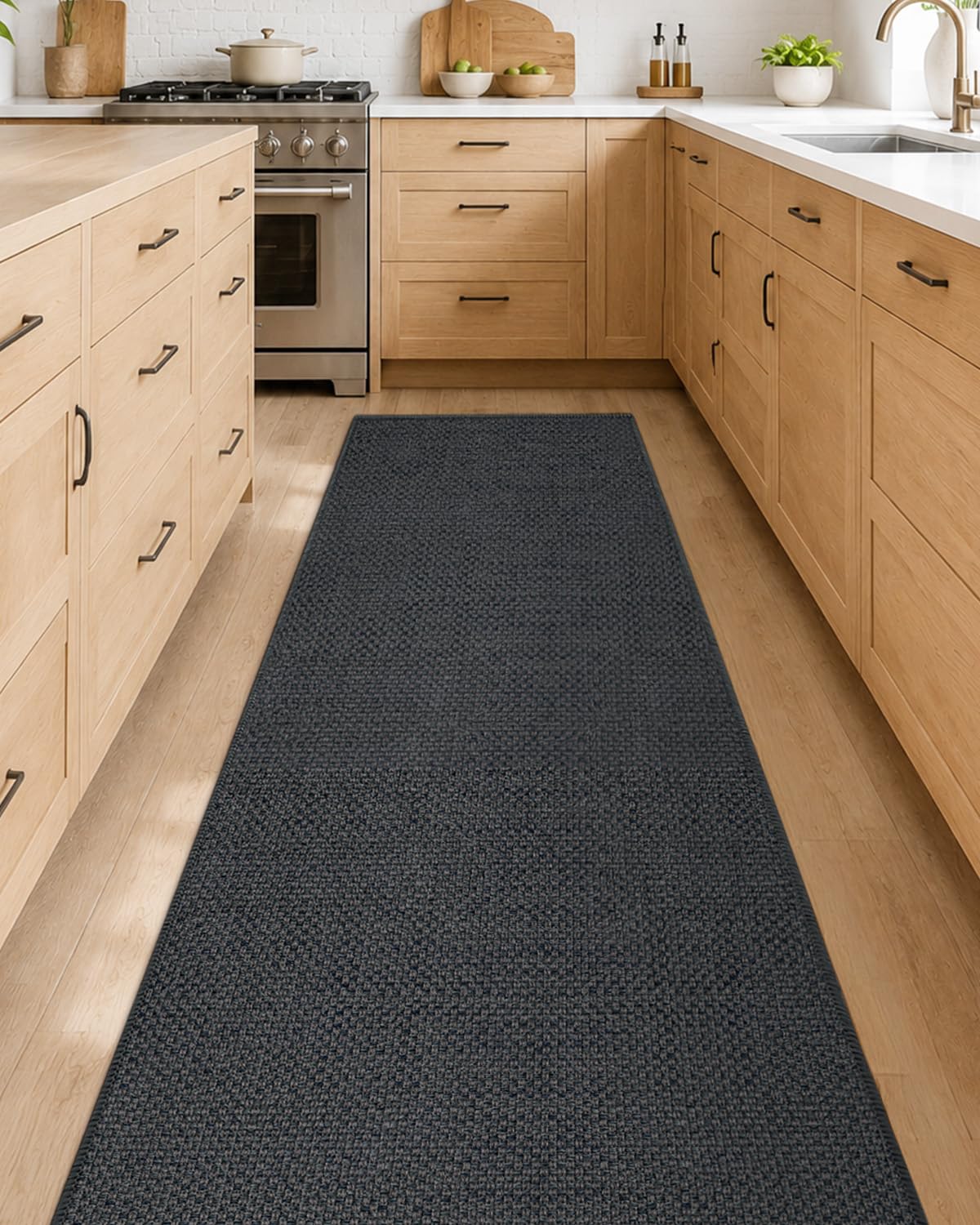 COLOR&GEOMETRY Thin Kitchen Runner 71x304cm Rubber Backed Non Slip,Grey